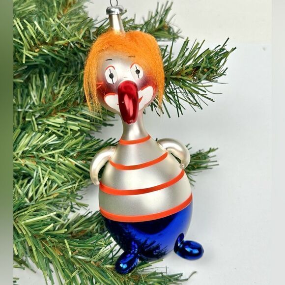 Mouth Blown Italy Hand Painted Glass Christmas Ornament Clown With Big Nose - Picture 1 of 10